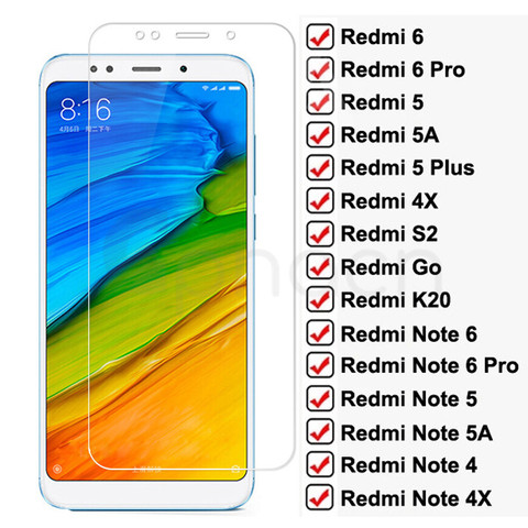 Protecteur d'écran complet 9D, Film en verre trempé pour Xiaomi Redmi Note 6 5 5A 4 4X Pro 5 Plus 5A 6 6A 4X S2 Go K20 ► Photo 1/6