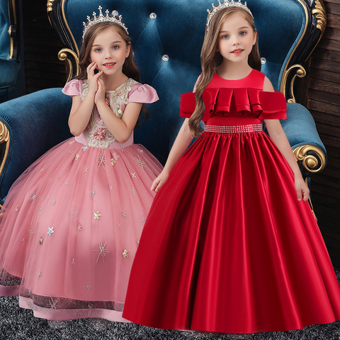 Robe longue brodée pour fête d'anniversaire de princesse pour filles, robe longue pour sortie scolaire, spectacle de danse, nouvelle collection ► Photo 1/6