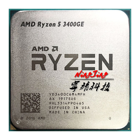 AMD Ryzen 5 3400GE R5 3400GE 3.3 GHz Quad-Core huit fils 35W processeur d'unité centrale YD3400C6M4MFH Socket AM4 ► Photo 1/1