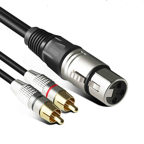 Câble Audio 2Rca vers XLR Canon mâle/femelle, Double Lotus vers Canon, 0.3 mètres, fil en cuivre nu à trois cœurs ► Photo 1/4