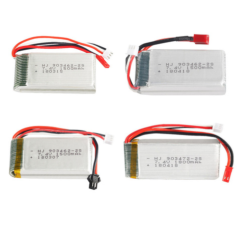 Batterie Lipo, 7.4V, 1500mAh, 1800mAh, pour WLtoys V913 L959 L969 L979 L202 K959 L212 pour voitures RC Boat HQ955, pièces de Drone RC TY923 HJ816 ► Photo 1/6