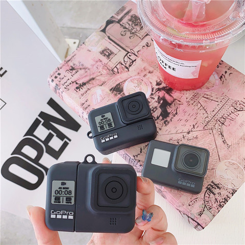 3D sport de luxe Gopro sport caméra Bluetooth étui en silicone pour Apple airpods 1 2 couverture de charge sans fil pour airpods pro capa ► Photo 1/6