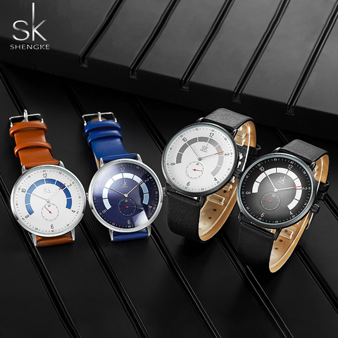 Shengke – montre à Quartz en cuir pour hommes, décontractée, étanche, mode Sport ► Photo 1/6