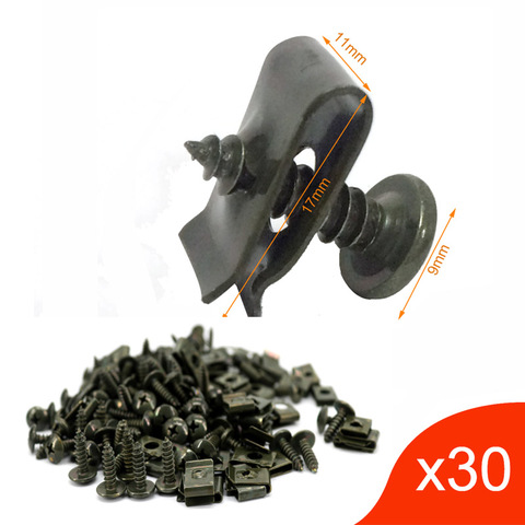 Vis et Clips en plastique pour moto Scooter | 30 en moto trottinette vtt Ebike, couvercle métallique pour retenue, vis et Clips auto-filetants M4 M5 ► Photo 1/5