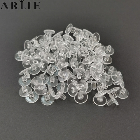 Bouchons de boucles d'oreilles en Silicone, 10/100 pièces, bouchons d'écrou souple, dos de boucle d'oreille rond, bouchon bloqué, fournitures pour bricolage de bijoux ► Photo 1/5