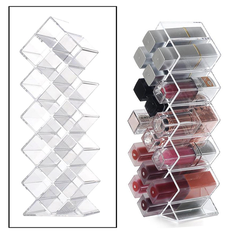 16 grille acrylique maquillage support de rangement maquillage organisateur boîte de rangement boîte cosmétique rouge à lèvres boîte à bijoux étui support présentoir ► Photo 1/6