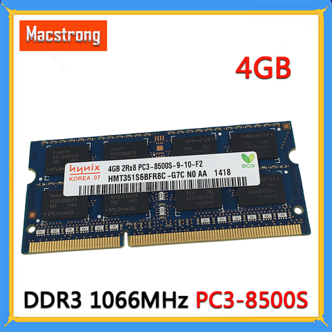 Mémoire de serveur d'ordinateur portable, modèle PC3-8500S, 4 go de RAM DDR3, 1.5V, 1066 MHz, pour MacBook Pro A1278, A1286, A1297, SO-DIMM, 2008-2010 ► Photo 1/5