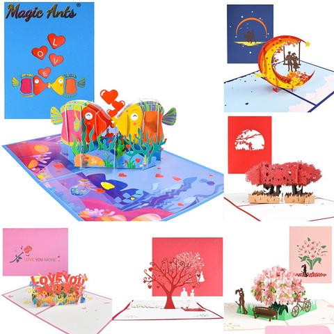 Anniversaire Pop-Up saint valentin carte 3D anniversaire fleur cartes de voeux Romance amour carte saint valentin Invitations de mariage ► Photo 1/6