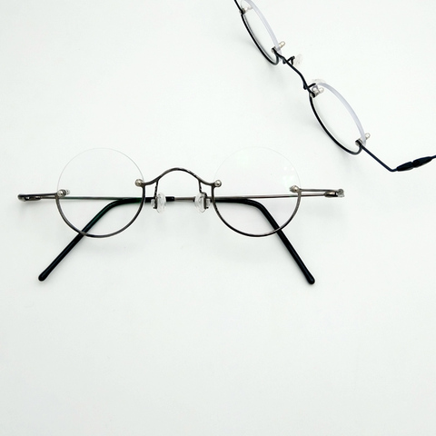 Lunettes de lecture rondes vintage à demi-bord, montures de lunettes métalliques, Super petites, montures de Prescription optique, pour myopie optique ► Photo 1/6