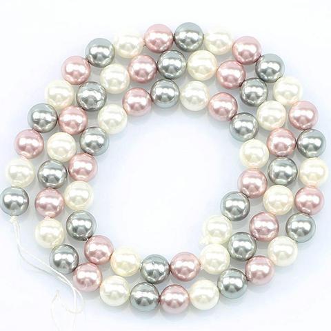 Perles en coque, grises et violettes, perles naturelles, rondes, rondes, amples, pour la fabrication de bijoux, Bracelet pendentif bricolage, 15 