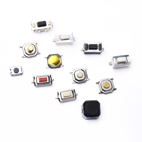 Micro interrupteur à bouton en Silicone, 50 pièces, 3x4x2mm, 3x6x4.3mm, 2 broches, 3x6x2.5mm, 4x4x1.5mm, SMD, pieds ► Photo 1/4