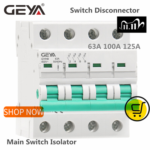 GEYA – interrupteur isolant GYH8 Din Rail 4 pôles, 400V, interrupteur principal 63a, 100a, 125a, disjoncteur ► Photo 1/6