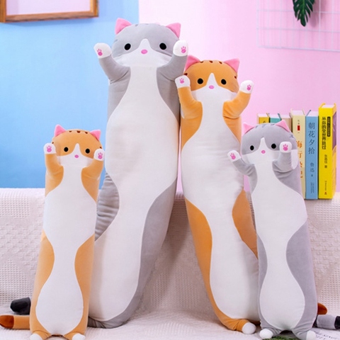 Jouets en peluche chat gros et mince, Animal chat mignon Long jouets doux oreiller de couchage, coussin en peluche, poupée cadeau d'anniversaire pour enfants ► Photo 1/6