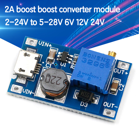 2A boost board DC-DC module boost large tension entrée 2 24V L 5912 28V réglable 2577 ► Photo 1/6