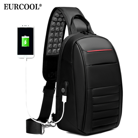 EURCOOL – sac à bandoulière multifonction pour hommes, sacoche de poitrine étanche avec chargeur USB ► Photo 1/6