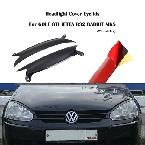 Couverture de phare de voiture avec sourcils et paupières, 1 paire, pour vw GOLF GTI MK5 JETTA R32 RABBIT 2006 – 2009 ► Photo 1/6