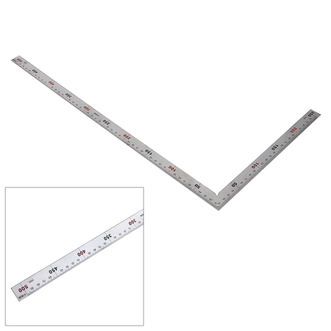 250x500mm plus épais 1.2mm acier inoxydable 90 degrés Angle droit règle carrée outil de mesure pour le travail du bois/bureau ► Photo 1/6