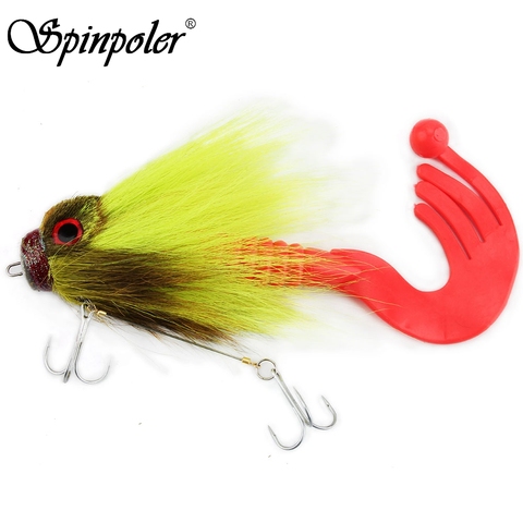 Gros appât à brochet 85g/2.9oz 3D tête de souris de cheveux de cerf + Grub doux + crochets de Stinger peu profonds souris artificielle pour la pêche au brochet ► Photo 1/6