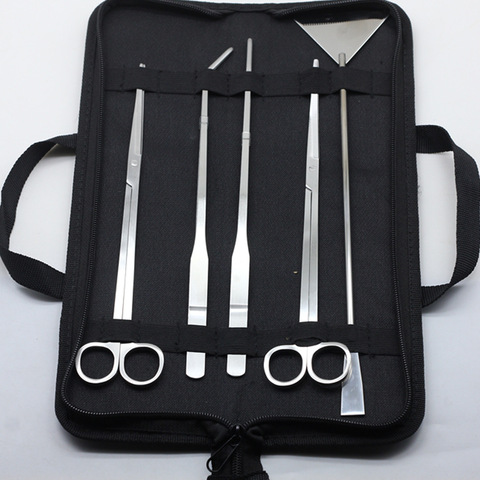 Kit d'outils de nettoyage d'aquarium 3/5 pièces/ensemble ciseaux à courbe, pincettes, combinaison d'outils d'entretien en acier inoxydable pour Aquarium ► Photo 1/6