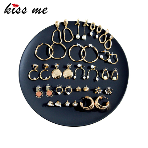 Kissme or couleur boucles d'oreilles pour femmes filles Imitation perle alliage boucles d'oreilles ensemble minimaliste mode bijoux 2022 nouveautés ► Photo 1/6