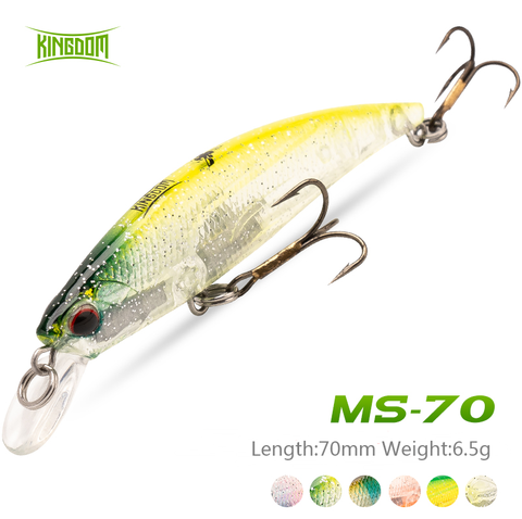 Royaume Mini vairon leurre de pêche 70mm 6.5g vibrant coulant petite perche basse truite brochet pêche en eau douce Wobblers appât dur ► Photo 1/6