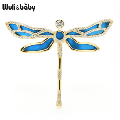 Wuli & baby – broche de luxe en forme de libellule pour femme, accessoire de qualité supérieure, en Zircon cubique, en émail, style décontracté, idéal comme cadeau de nouvel an ► Photo 1/4