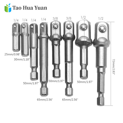 Adaptateur de mèche à douille pour perceuse, pour conducteur à percussion avec tige hexagonale à douille carrée, Extension de barre 1/4 3/8 1/2 embouts AA 8 pièces ► Photo 1/6