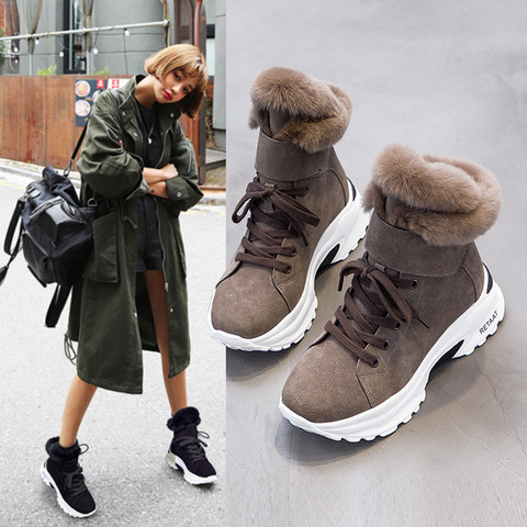 Koovan femmes bottes 2022 nouveau hiver neige bottes courtes pour filles femme en cuir véritable court mat Plus velours coton chaussures 40 ► Photo 1/5