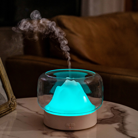 Diffuseur d'aromathérapie d'huile essentielle de vue de montagne du diffuseur 400ML d'arome libre de BPA avec l'humidificador chaud et de couleur lampe à LED ► Photo 1/6