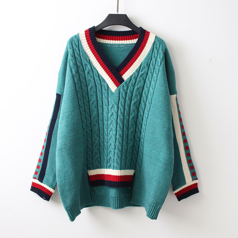 H.SA – Pull en col V avec torsades pour femme, pullover avec matière irrégulière en relief, style coréen, à la mode, hiver 2022 ► Photo 1/6