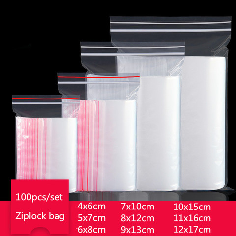 Sac en plastique transparent refermable, 100 pièces, sac d'emballage pour cadeau, bijoux, sac en cellophane OPP autocollant ► Photo 1/6