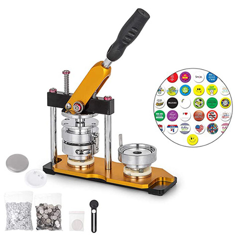 Bouton fabricant Badge Machine avec 100 ensembles cercle bouton pièces tourner bouton Badge poinçon presse Machine pour bricolage Badges toutes les tailles ► Photo 1/6