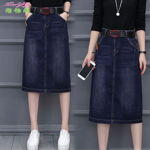 Jupe en jean longue 2022 taille haute a-ligne robe pour femmes femme jupes Mujer Faldas Saias Mulher ► Photo 1/6