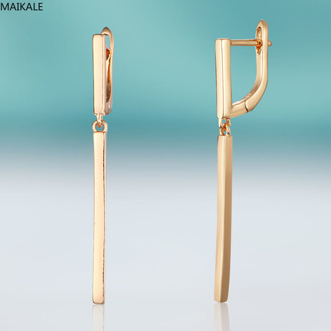 MAIKALE – boucles d'oreilles géométriques classiques pour femmes, en cuivre, en or, simples, à la mode, bijoux exquis, cadeau de fête de mariage ► Photo 1/6