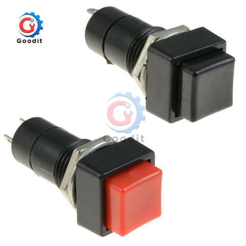 Bouton poussoir SPST auto-réinitialisation momentané, carré, 12V, 12MM, PBS-11B, rouge ou noir, 5 pièces ► Photo 1/3