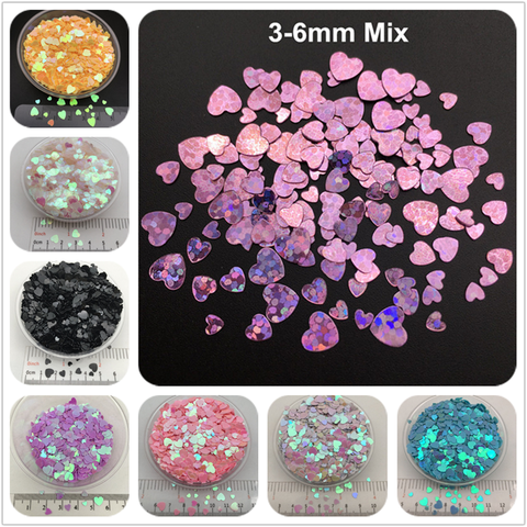 Paillettes à Paillettes PVC mélange cœur | Paillettes amples pour manucure Nail Art, confettis de mariage, ornement/artisanat de 3mm 4mm 6mm ► Photo 1/6