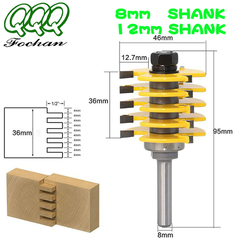 QQQ 1pc 8mm/12mm tige flambant neuf 2 dents réglable Joint de doigt routeur mèche Tenon Cutter de qualité industrielle pour outil en bois ► Photo 1/6