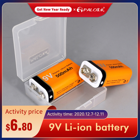 9V 500mAh 6F22 Li-ion batterie lithium polymère Batteries rechargeables 9v batterie pour multimètre Microphone jouet télécommande KTV ► Photo 1/6