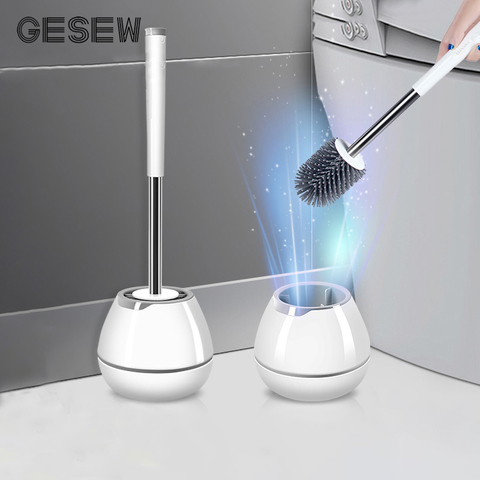 GESEW-brosse toilette pour l'entretien ménager, à manche Long, murale ou sur pied, accessoire pour l'entretien de la salle de bain, en matériau TPR ► Photo 1/6