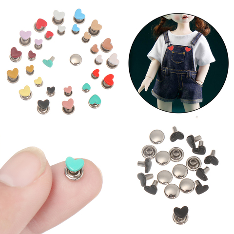 10 pièces Mini champignon pointes boutons métal coeur oeillet boucles pour bricolage poupée sac chaussures vêtements poupées vêtements couture accessoires ► Photo 1/6