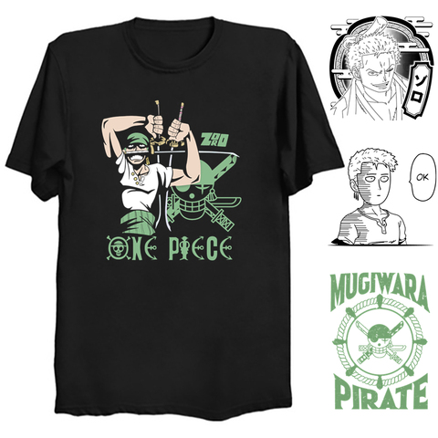 T-shirt une pièce Zoro pour homme, vêtement estival en coton, avec motif dessin animé, Harajuku, pirate Hunter ► Photo 1/6