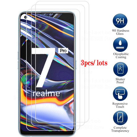 Protecteur d'écran pour oppo realme 7 pro, 3 pièces, 6.4 pouces, film en verre ► Photo 1/6