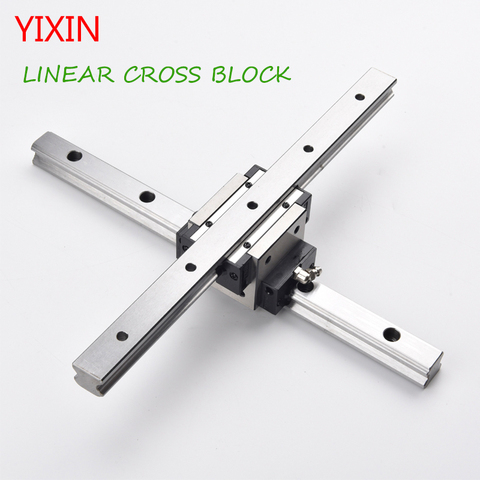 Glissière croisée linéaire Guide bloc chariot 2pc Rail linéaire + 1pc croix bloc ensemble Angle linéaire Rail 3D imprimante pièces CNC ► Photo 1/6