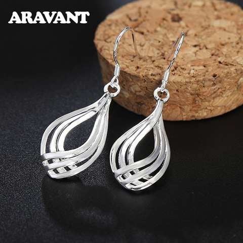 925 argent boucles d'oreilles goutte pour les femmes torsion vague ligne goutte d'eau boucle d'oreille mode bijoux ► Photo 1/6