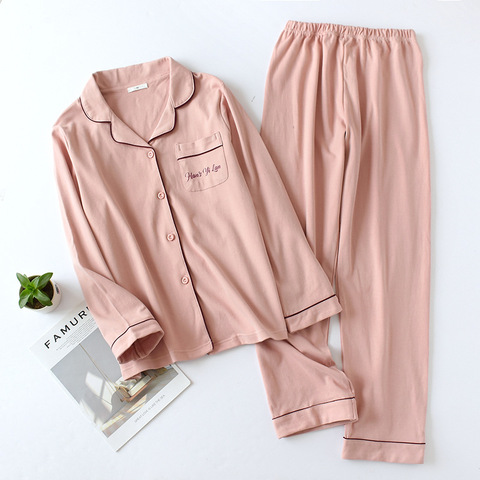 Ensemble de pyjamas en coton pour Couple pour automne et hiver à manches longues pantalons pyjamas Multi couleurs pour femmes et hommes costume Homewear ► Photo 1/6