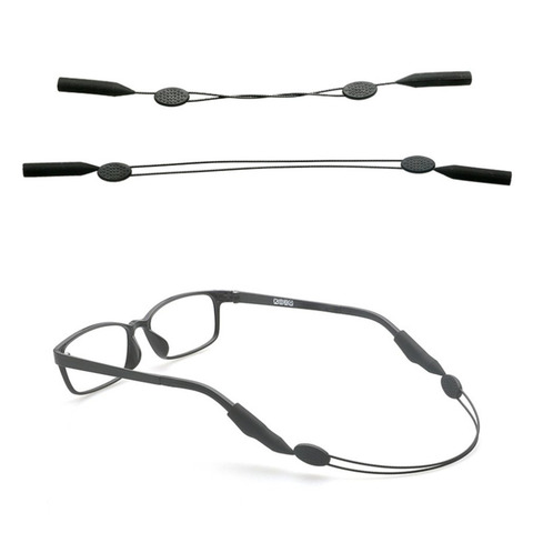 Corde pour lunettes en Silicone, souple et antidérapante, 1 pièce, support pour lunettes de sport, sangle élastique Simple, noire, mode, pour hommes et femmes ► Photo 1/6