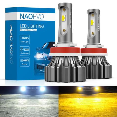 NAO H4 LED H7 H11 Fanless Voiture Phare Ampoule HB4 HB3 5202 H9 H8 H10 9005 9006 Sans Ventilateur Mini Taille L'antibrouillard Automatique W5W 6000K Jaune ► Photo 1/6