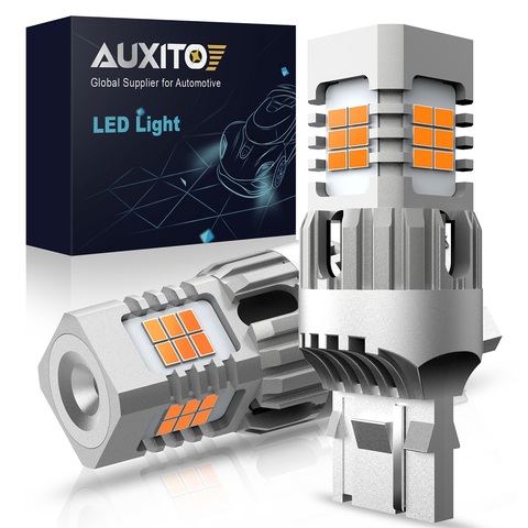 AUXITO-2 pièces sans Flash, ampoules Canbus, lampe de voiture couleur ambre, sans erreur, T20, W21W WY21W 7440, 7440NA clignotant LED ► Photo 1/6