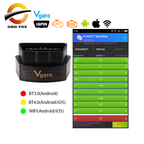 Vgate icar pro bluetooth 3.0 4.0 obd2 lecteur de code scanner ELM327 WIFI V2.1 voiture outil de Diagnostic pour Android ios mini orme 327 ► Photo 1/6