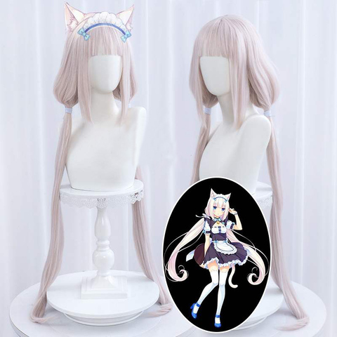 Perruque Cosplay synthétique rose – NEKOPARA, 100cm, cheveux vanille résistants à la chaleur + bonnet de perruque pour femmes ► Photo 1/5